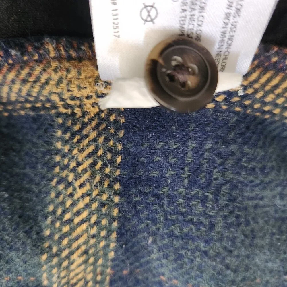 Orvis Shirt Shacket Medium Blue Yellow Plaid Chore Cottage Western Flannel Heavy